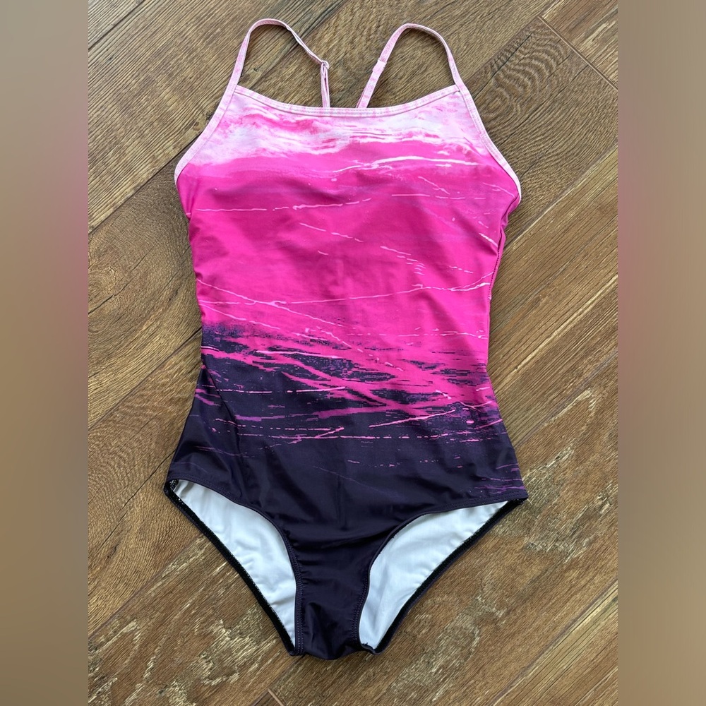 Pink and Purple One Piece Swimsuit, size Medium